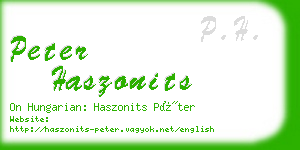 peter haszonits business card